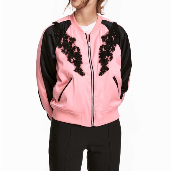H&M Jackets & Blazers - ❄️H&M pink and black bomber jacket